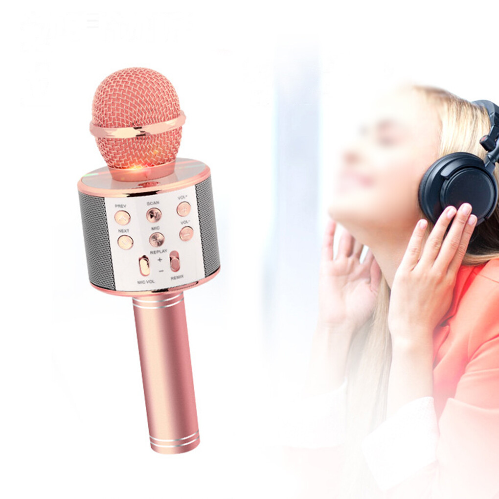 KTV Party Bluetooth-compatible Handheld Microphone Portable Wireless Volume Adjustment Karaoke Speaker Mic Button Operation