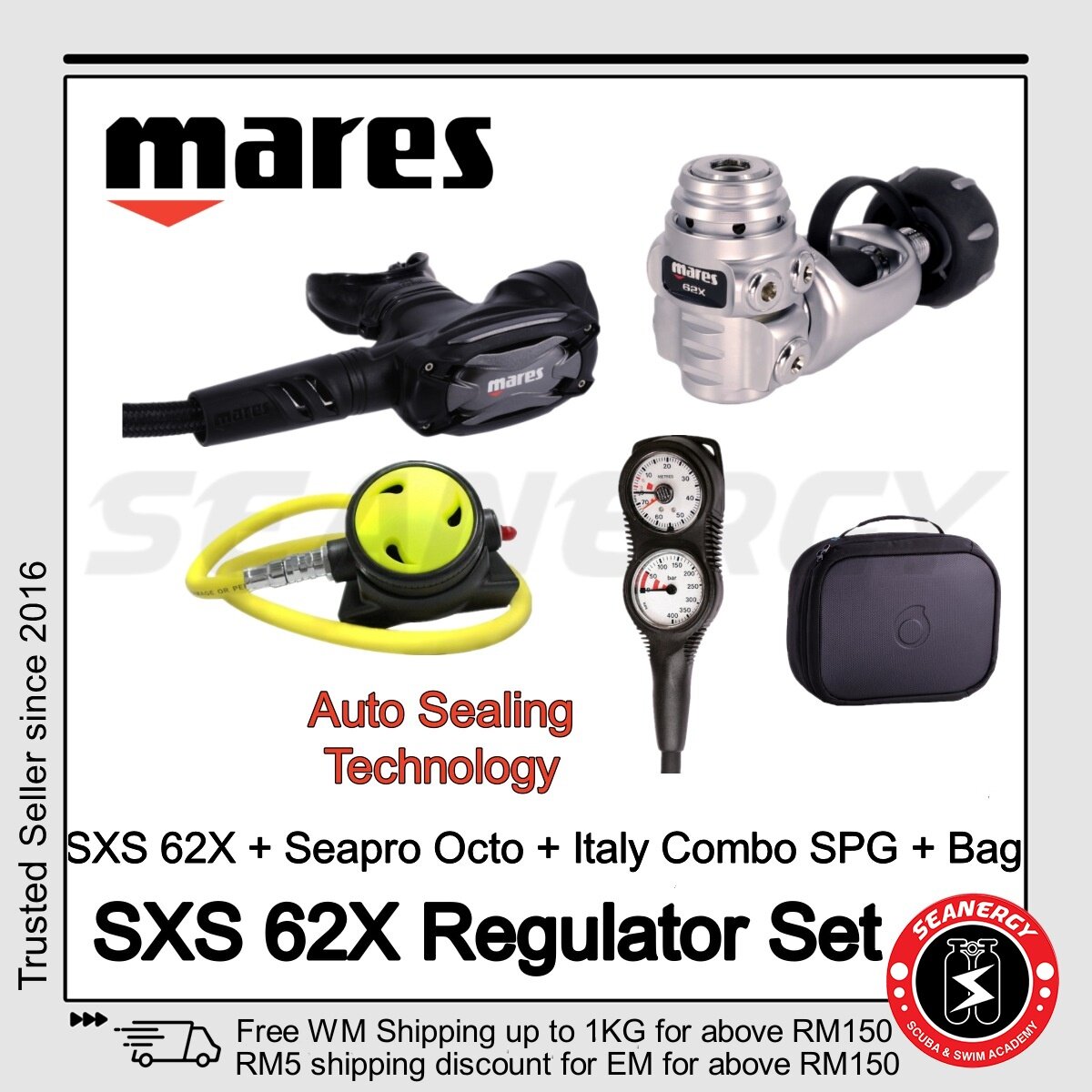 Mares SXS 62X Scuba Regulator Set Balanced First Stage YOKE Second