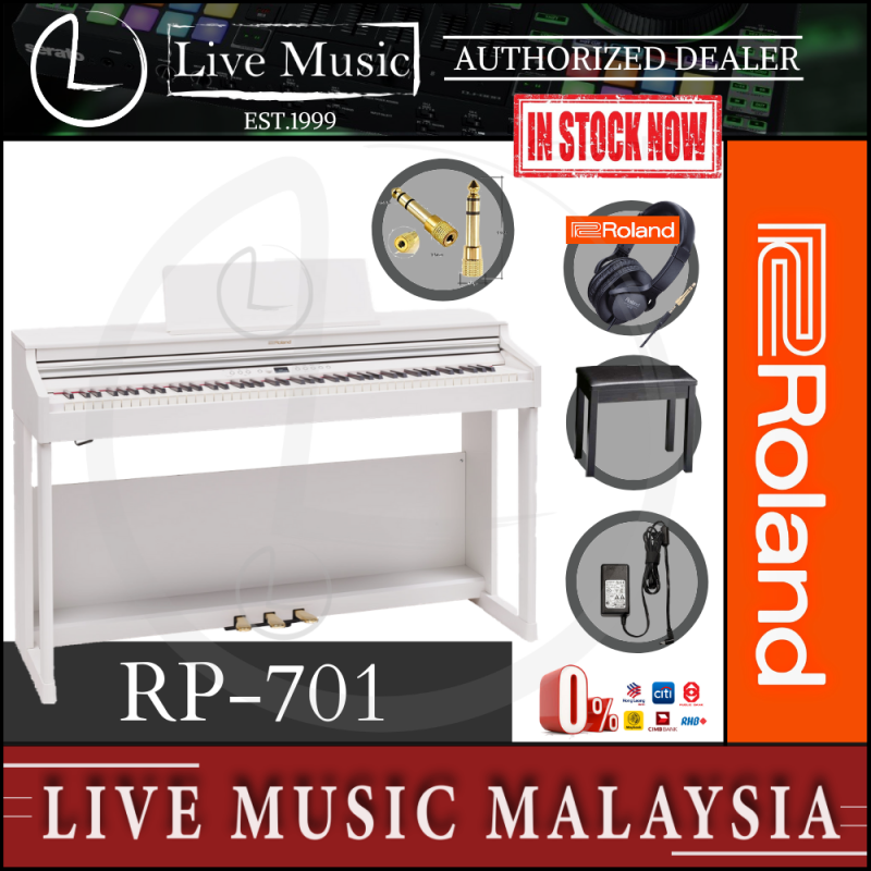 Roland RP-701 88-key Digital Piano with Stand, Bench, Headphone & Adaptor - White (RP701/RP 701) Malaysia