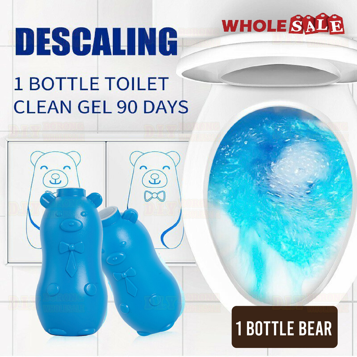 Blue Bear Toilet Bowl Flush Deodarant Aromatic Cleaner Cleaning Liquid ...