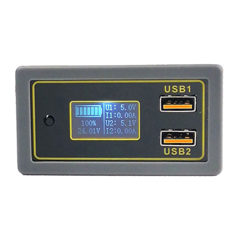 Motorcycle car dual USB digital display voltmeter battery capacity voltmeter tester suitable for DC 12V