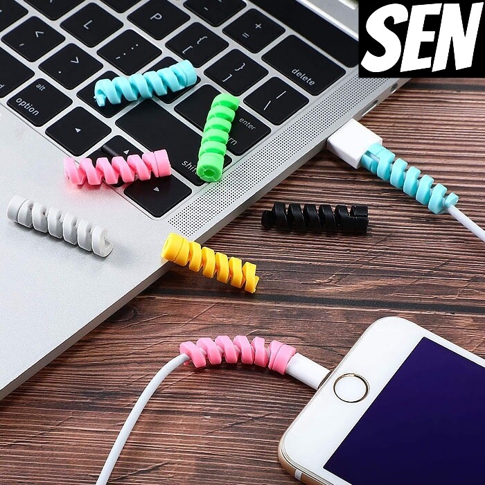 Bộ Sạc Cáp Tai nghe rảnh tay bảo vệ dây dữ liệu xoắn ốc bảo vệ Bìa Cáp dữ liệu
