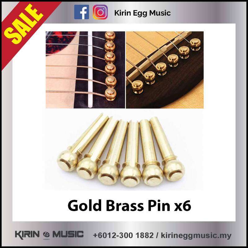 Acoustic Guitar Solid Copper Brass String Bridge Pin 6pcs Replacement Parts End Pin Gold with Case Malaysia