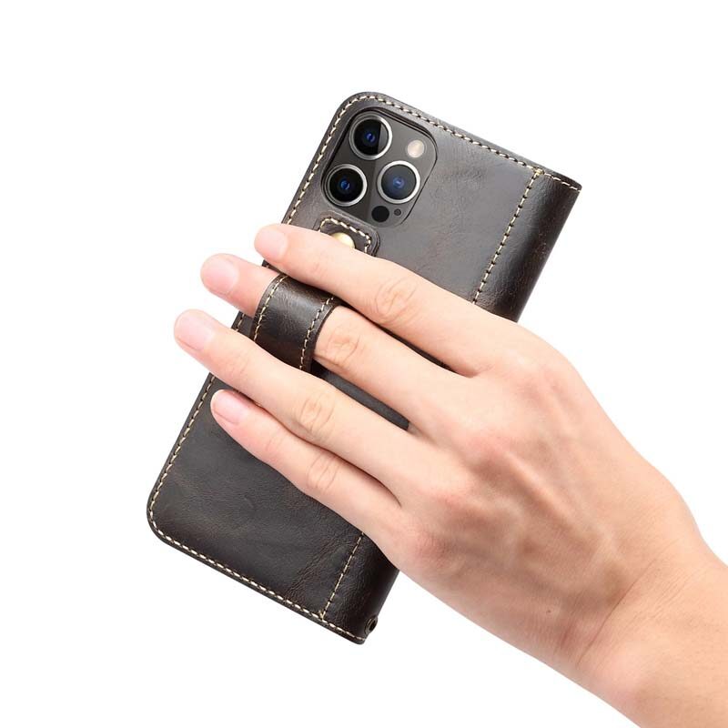 Bao Da Thật Cho iPhone 13 Pro Max IPhone13 Ốp Ví Mini Có Dây Đeo Tay