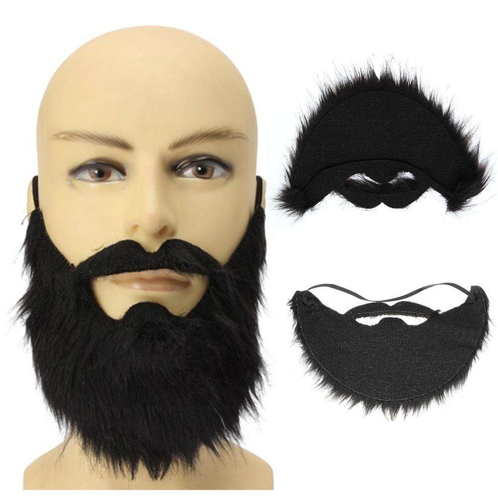 1* Funny Costume Prom Props Halloween Fake Beard Facial Hair Fancy Dress Moustache Wig