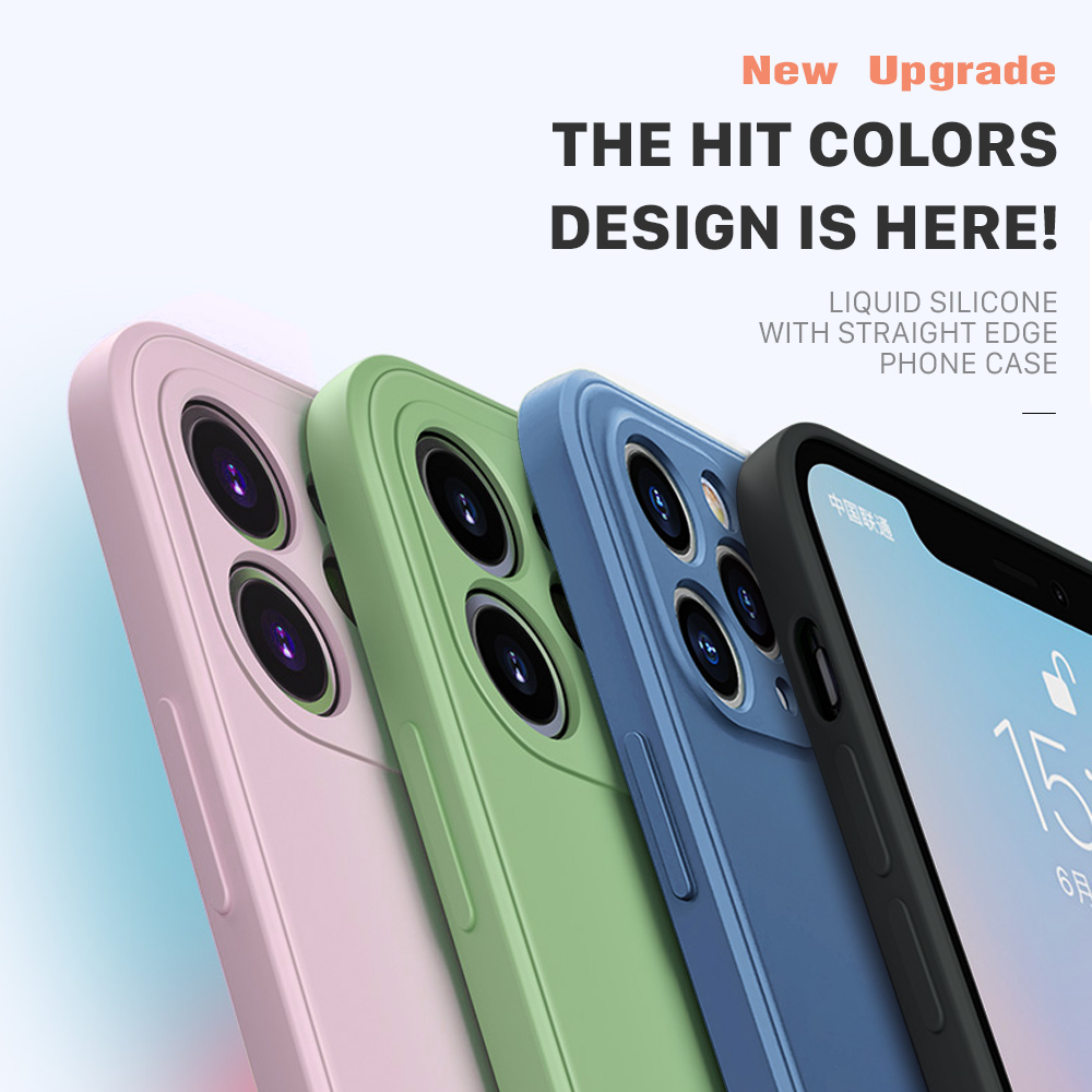 For Apple iPhone 6/6S 6 Plus/6S Plus Soft Original Square Liquid Silicone Phone Casing Full Cover Camera Shockproof Protection Rubber Case