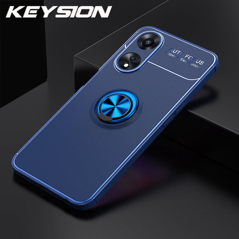 Keysion Shockproof Matte Case For Oppo A78 5g Soft Silicone Metal Ring