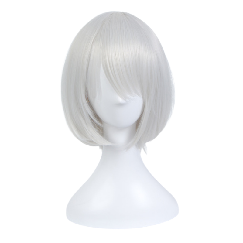 Anime YoRHa No.2 Type B Game Characters 2B Wig Cosplay White Short Wig Halloween Christmas Party Cosplay Wigs For Women【With Hair Net】