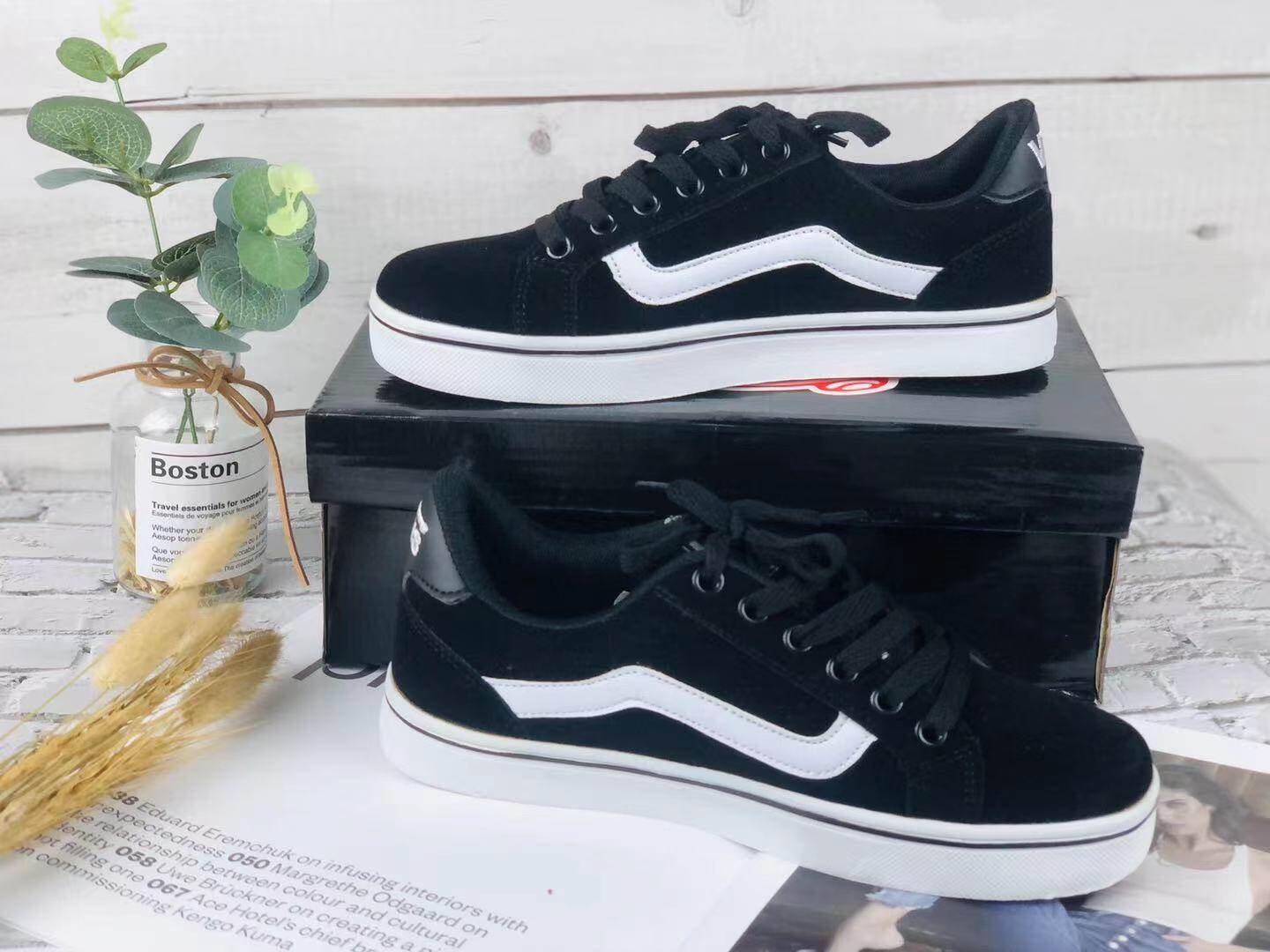 Vance classic black and white mens and womens shoes couple low-cut