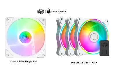 Cooler Master SickleFlow 120 ARGB White Edition Case Fan | 12cm Casing Fan (Single Pack / 3-IN-1 Pack) / 120mm Case Fan / 12cm Addressable RGB LED Chassis Fan