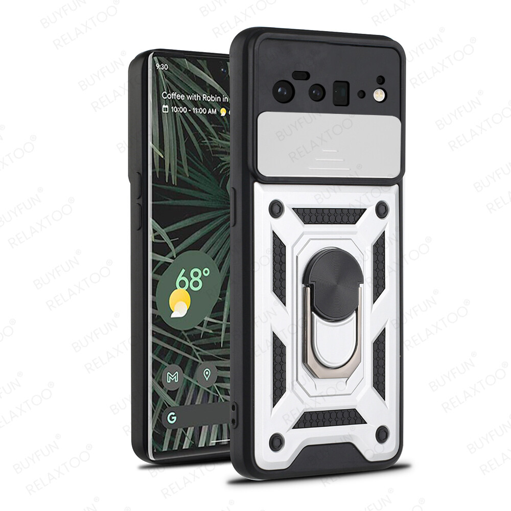Ốp Bảo Vệ Chống Rơi 360 ° Cho Google Pixel 6 Pro Ốp Cửa Sổ Đẩy Máy Ảnh Cho Google Pixel6 6Pro Vỏ Ốp Có Vòng Đứng Từ Tính