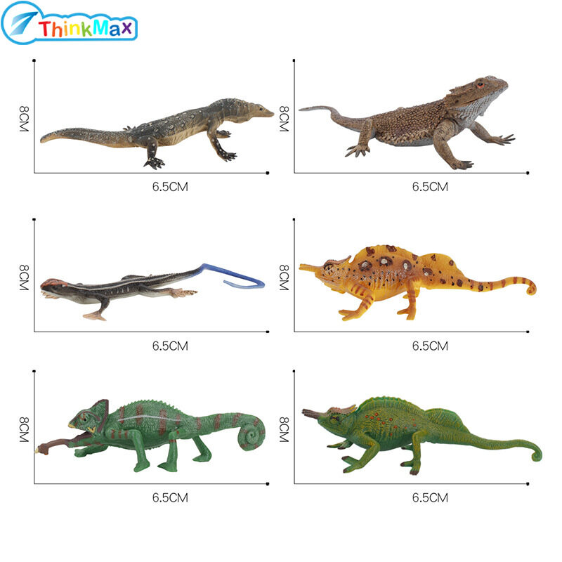 THINKMAX Realistic Wild Amphibian Animal Action Figures Simulation Chameleon Model Ornament Creative Tricky Toys For Kids