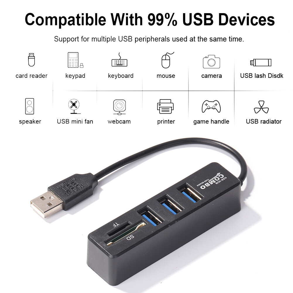 Bộ Chuyển Đổi HUB Đa Năng USB 2.0 Nhiều USB 5/8 Cổng Bộ Chia Ổ Cắm Chia Nguồn USB USB Đầu Đọc Thẻ Cho Máy Tính Xách Tay Máy Tính Để Bàn