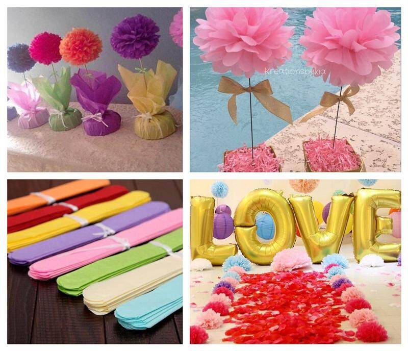 Ready Stock 30cm Diy Tissue Paper Flower Pom Poms Party Wedding