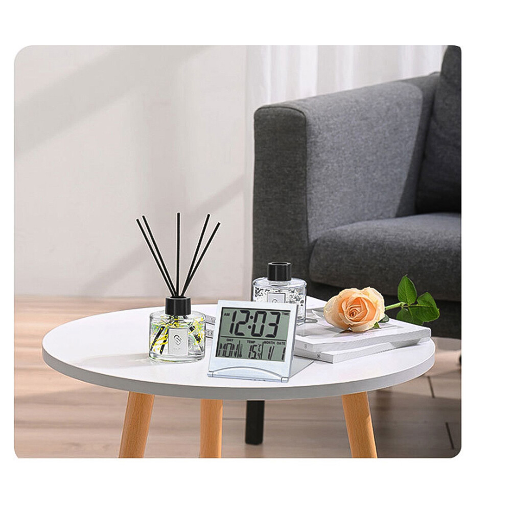 Shockley Foldable Desktop LCD Electronic Clock Temperature and Humidity Meter Multi-function Date Temperature and Humidity Meter Travel Clock