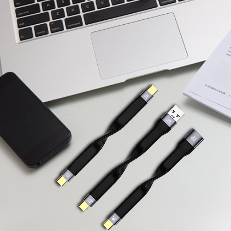 USB ngắn Type-C Cáp sạc nhanh FPC Cáp USB 3.1 Gen2 10Gbps dữ liệu để Loại C Dây Dây sạc nhanh cho điện thoại thông minh Bảng điều khiển trò chơi máy tính bảng hiện tại