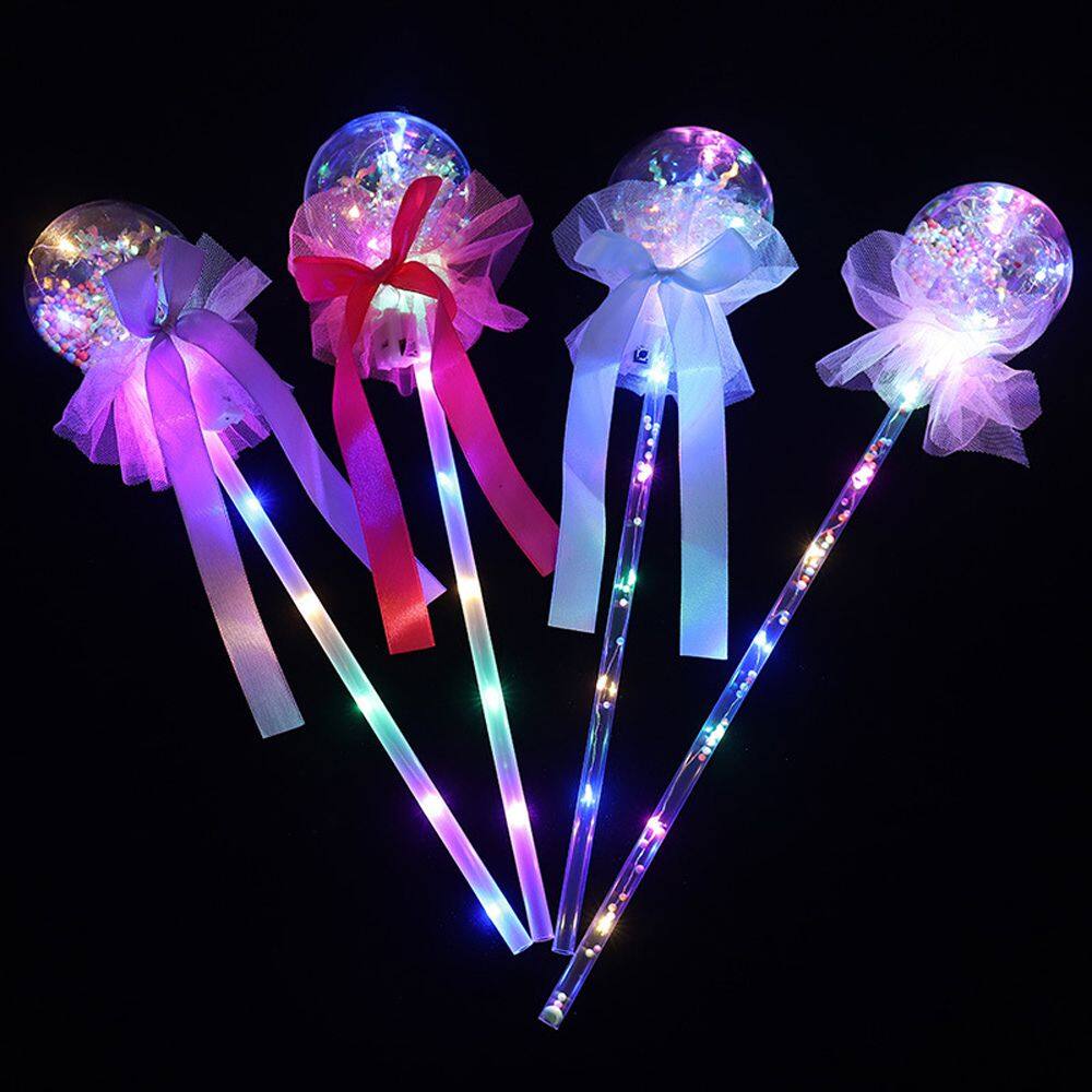 Xsuimi 1pc magic gift cheering stick star love heart fairy flashing wands novelty kids toy rave toy light-up magic ball wand led magic fairy stick glow stick