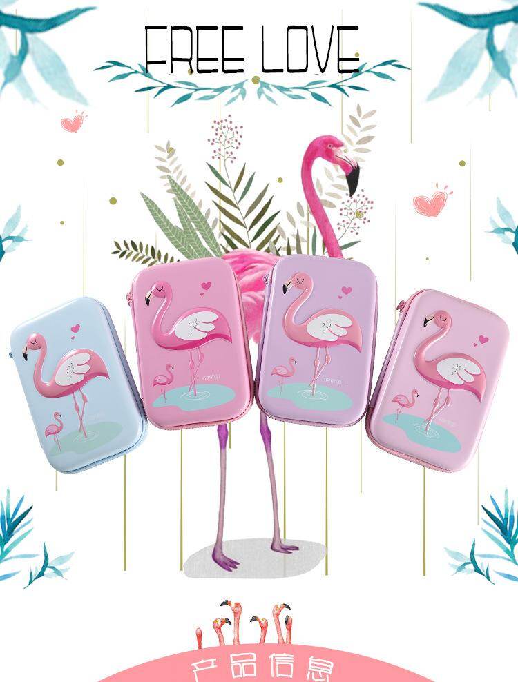 Tahan Air Eva Kreatif Tempat Alat Tulis Kartun Lucu Flamingo Pola