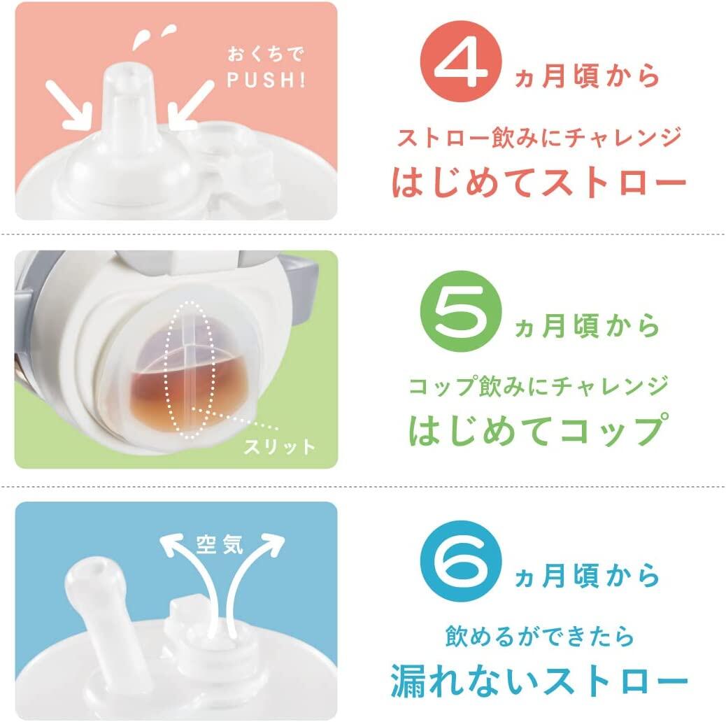 Combi LakuMug Leak-proof Straw (From 6 months old) 240 N (Lion/ Camp/ Ribbon/ Lemon)