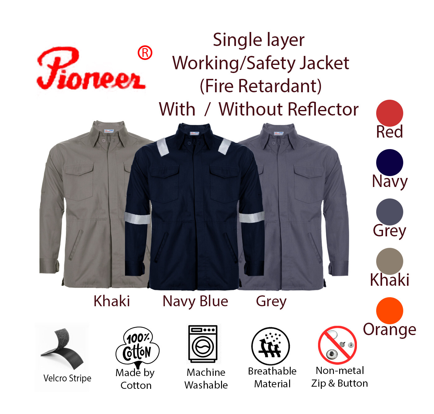 Fire retardant Safety jacket Work jacket Single Layer plantation jacket Working jacket Zip Jacket Welding Coat Heat Flame Retardant Heavy Duty Anti scald Welder Clothing Lazada