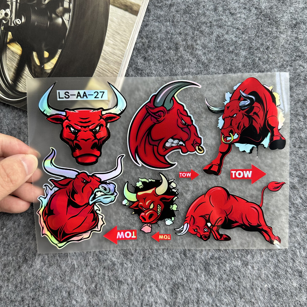 Red Bull Personalized Creative Sticker Motorcycle Modified Bull Reflective Waterproof Decorative Helmet Sticker Suitable for YAMAHA HONDA SUZUKI KTM DUCATI