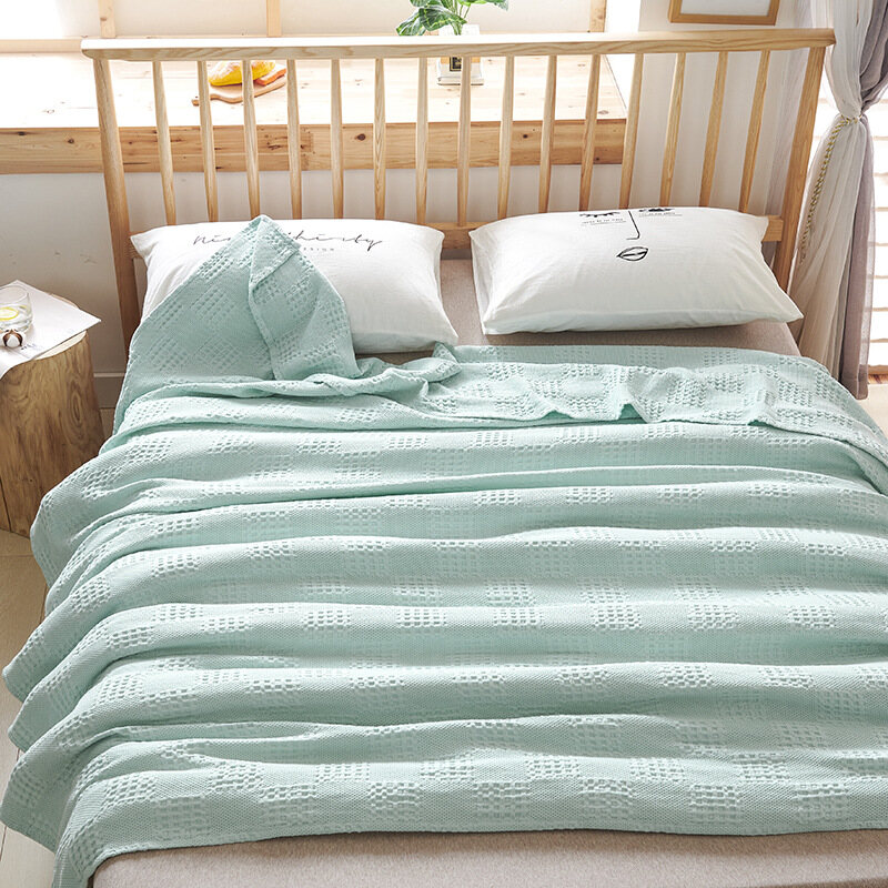 Solid Color Gauze Towel Quilt Home Office Nap Air Conditioner Blanket Cotton Knit Hollow Sofa Blanket Summer Quilt
