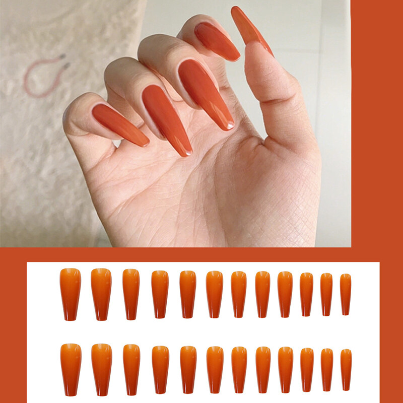 BEAUTYBIGBANG 24 miêng/bộ móng giả lì thời trang móng giả phủ toàn bộ hoàn thiện thiết kế đầu vuông dài đầu móng cắt sửa kèm keo dán miễn phí giá rẻ