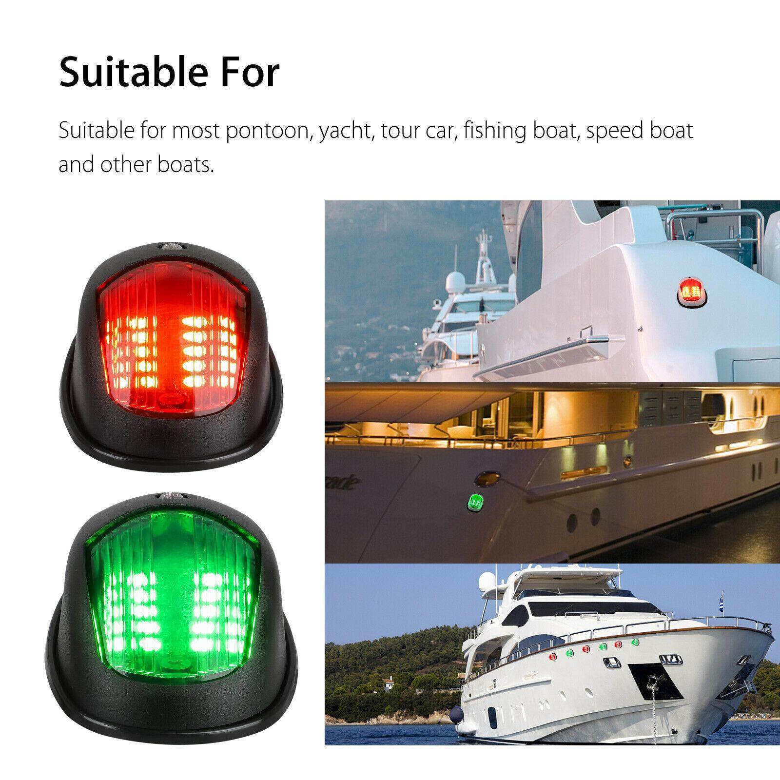 2Pcs LED Marine Navigation Lights Navigation Lights Red and Green Side