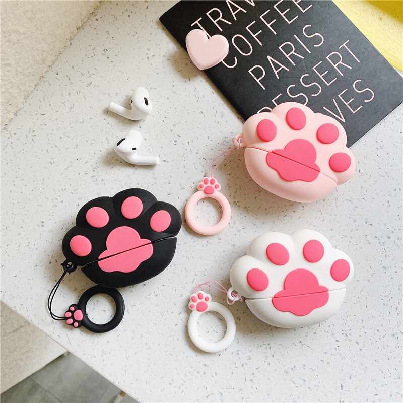 Ốp bảo vệ chân Mèo Tai nghe không dây Bluetooth thiết kế 3D dễ thương cho Apple Airpod 4 Silicon mềm Vỏ chống sốc cho AirPods 3 Pro 2 1 phụ kiện hộp sạc