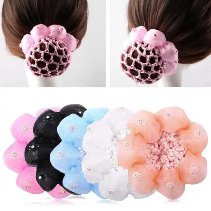 Girls Bun Hair Net Crochet Mesh Snood Cover Ballet Dance Riding