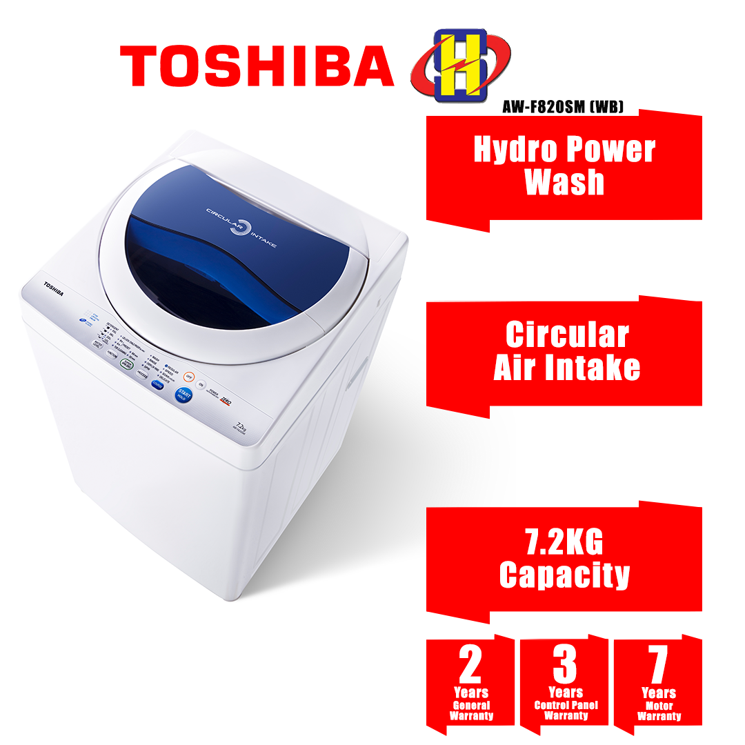 Toshiba Washing Machine (7.2KG) Hydro Power Wash Fully Auto Top Load