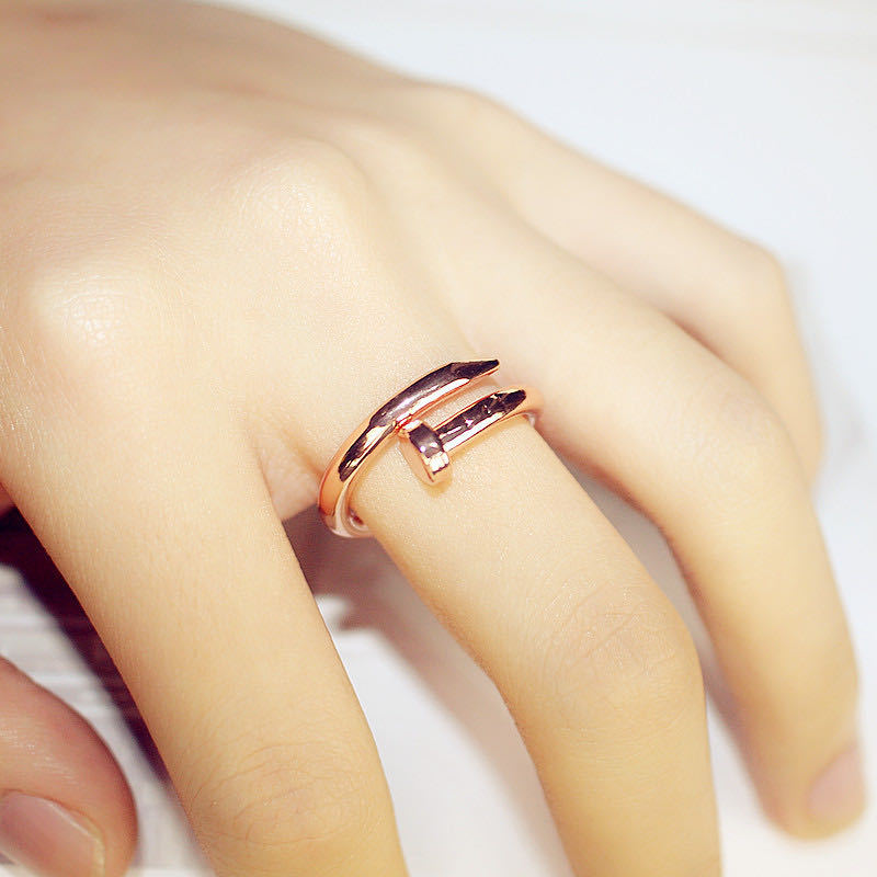 Korea Fashion Exquisite Nail Shape Rings Elegant Adjustable Open Ring Fashion Jewelry Accessories