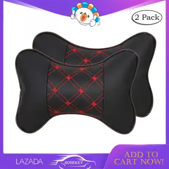 Rosekey 2 Pack Car Neck Pillow Breathable Pu Leather Auto Head