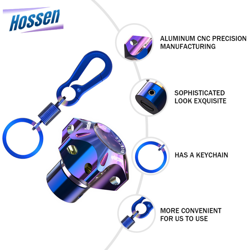 Hossen General CNC Modified Burnt Titanium Key Head Racing Boat Hexagonal Burnt Titanium Key Head Key Chain
