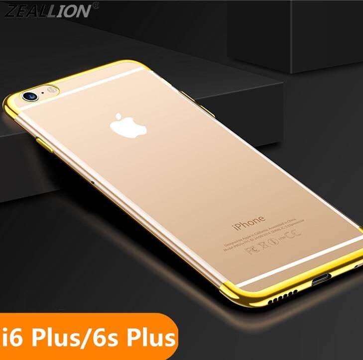 Zeallion For Apple iPhone 6 Plus/6s Plus 5.5  Plating Transparent Ultra Slim Soft TPU Clear Back Case Cover