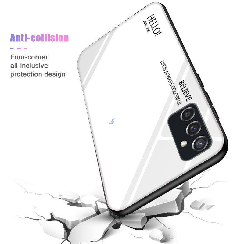 Đối với Samsung Galaxy M52 5G Vỏ bằng kính cường lực Gradient chống va đập Vỏ bảo vệ toàn diện Mặt sau