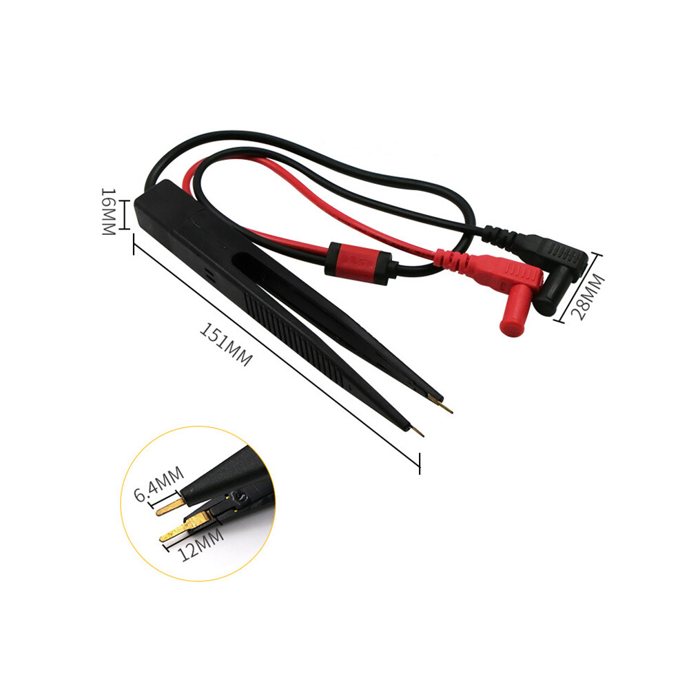 Multi-purpose Test Pen LCR Bridge Patch Clamp SMD Test Tweezers clip Red & Black