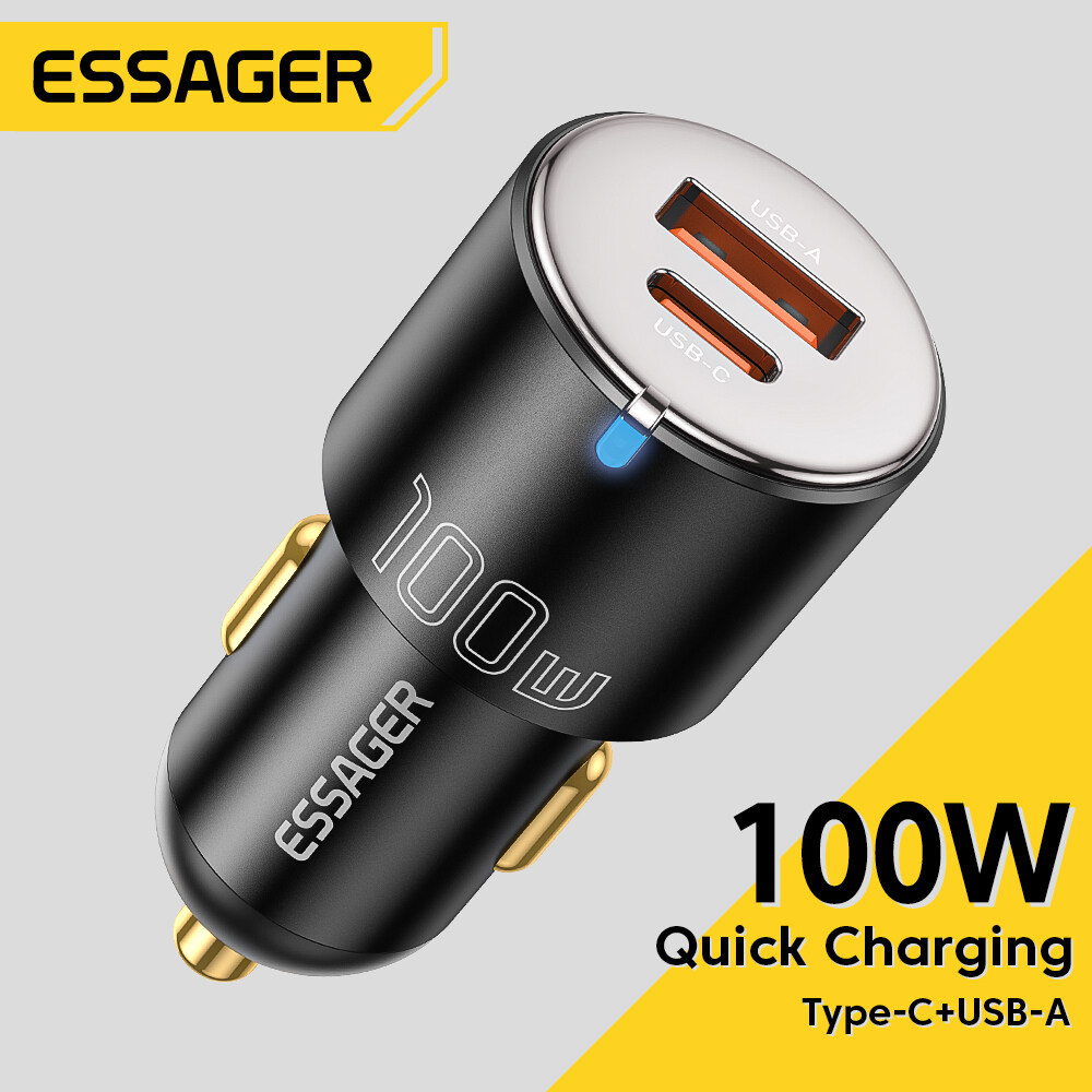 Essager 66W/100W Car Charger Fast Charging intelligent shunt car charger socket dual type c car