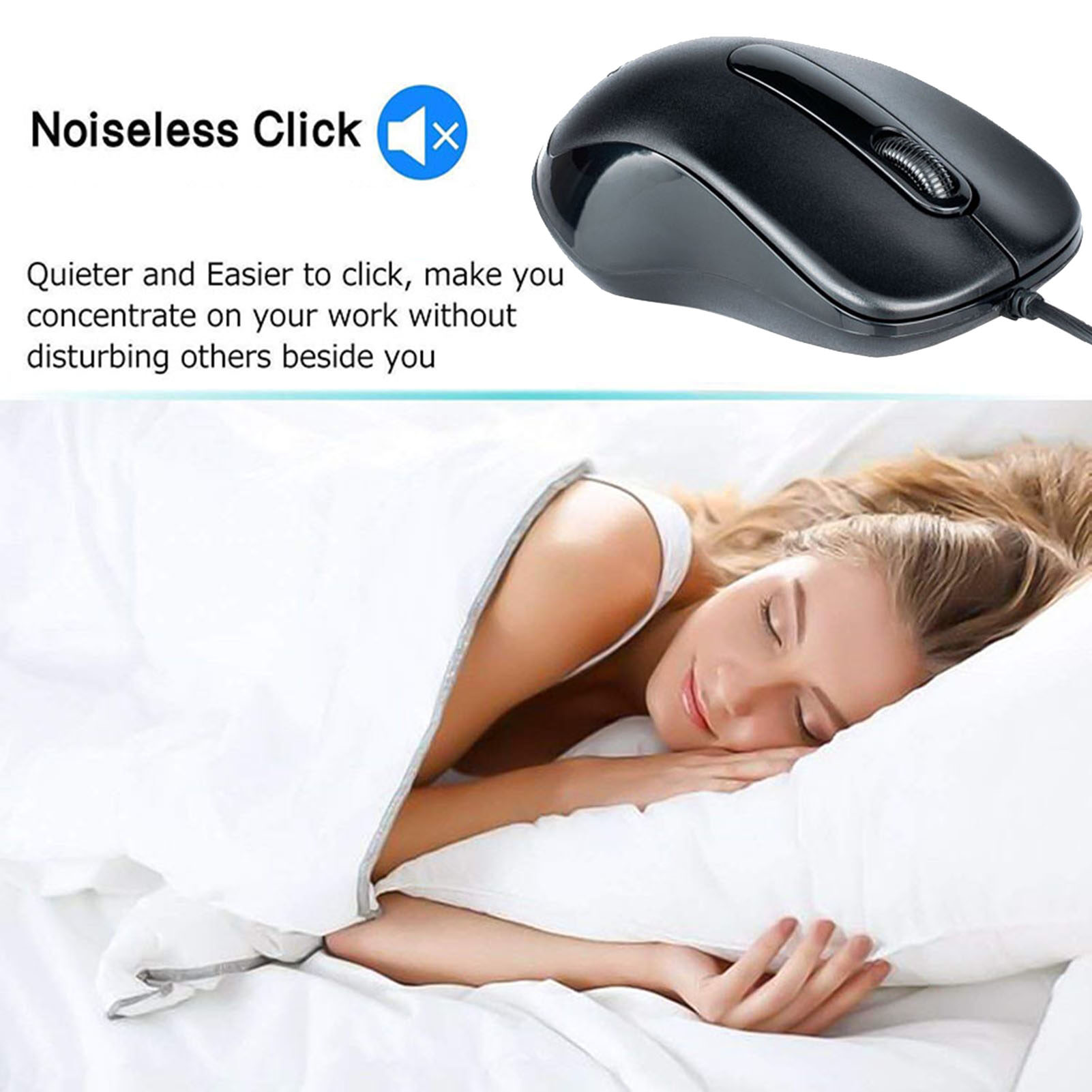 Baicai Kitchen Computer Mouse Plug And Play 3-Button Quiet Operation 1200DPI Ergonomic Design Control Notebook Anti-slip USB Wired Office Mouse for Laptop Professional Gaming Mouse