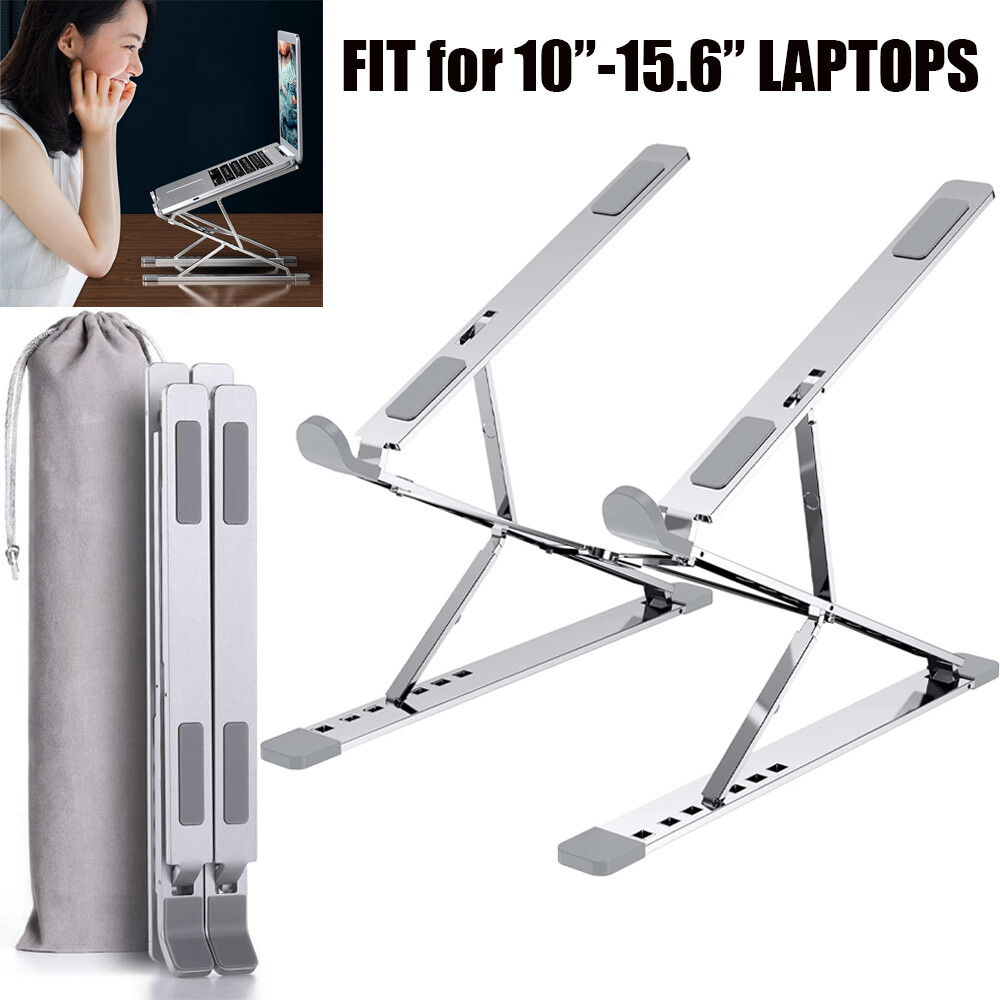 Laptop Stand Aluminum Computer Riser Portable Adjustable Ergonomic Laptops Elevator Desktop Foldable Notebook Holder for 10 to 15.6 Inches Notebook Computer Silver