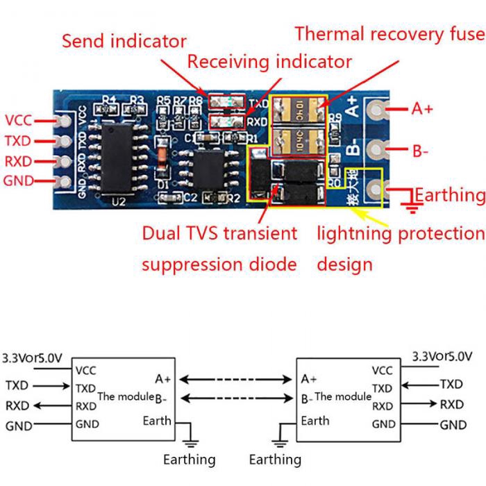 Mô-đun RS485 Rẽ TTL 485 Đến Cấp UART Nối Tiếp Lẫn Nhau Chuyển Đổi Phần Cứng Dòng Chảy Tự Động Điều Khiển