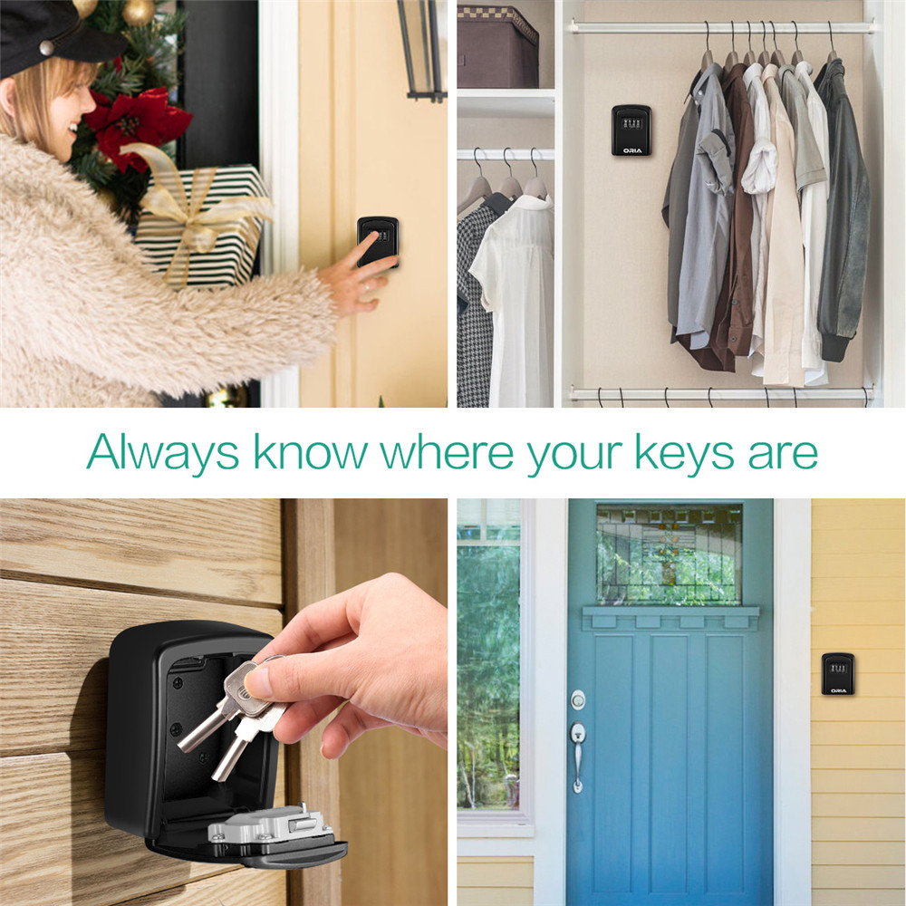 ORIA Key Lock Box 4 Digit Combination Key Storage Lock Box Wall Mounted ...