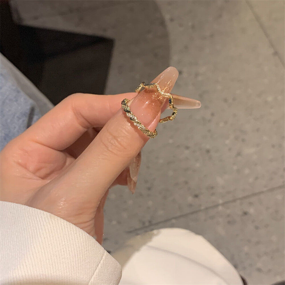 2 Piece Set Rhinestone Rings for Women Premium Light Luxury Open Adjustable Rings