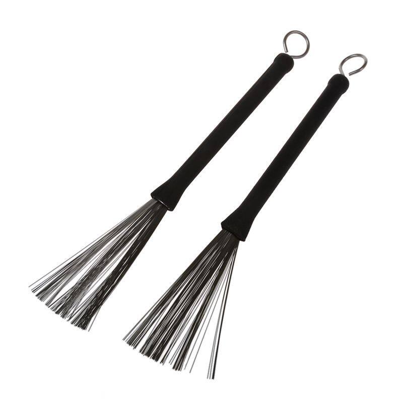 Wire Retractable Loop End Drum Brushes for Jazz Drum Stick Black(Pack of 2)