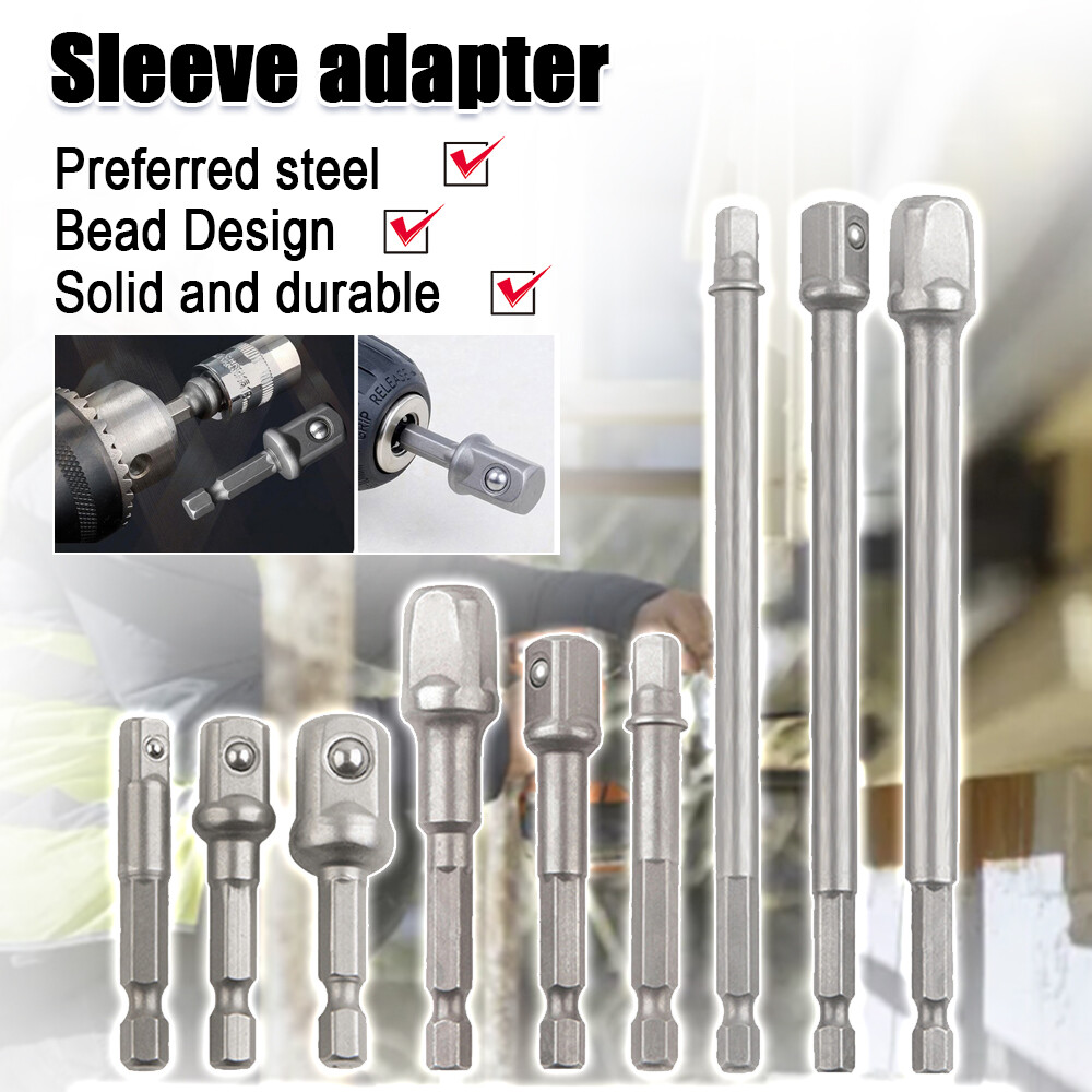 3PC 1/4" 3/8" 1/2" Hex Power Drill Bit Driver Socket Bits Set Adapter Wrench Sleeve Extension Bar for Electric Screwdriver Bits