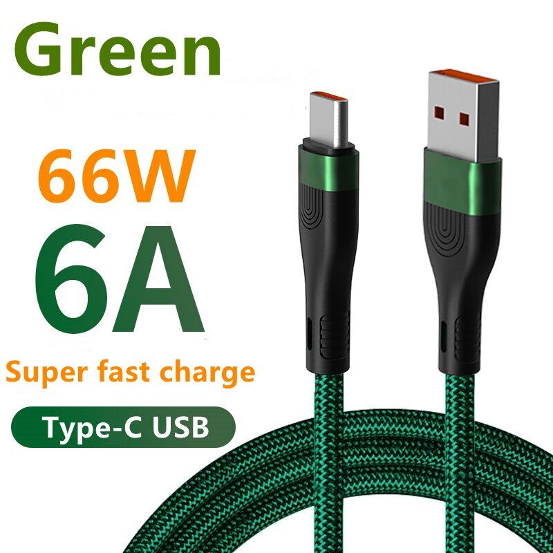 Zeallion 6a usb type c cable for huawei honor fast charging cable xiaomi redmi 66w