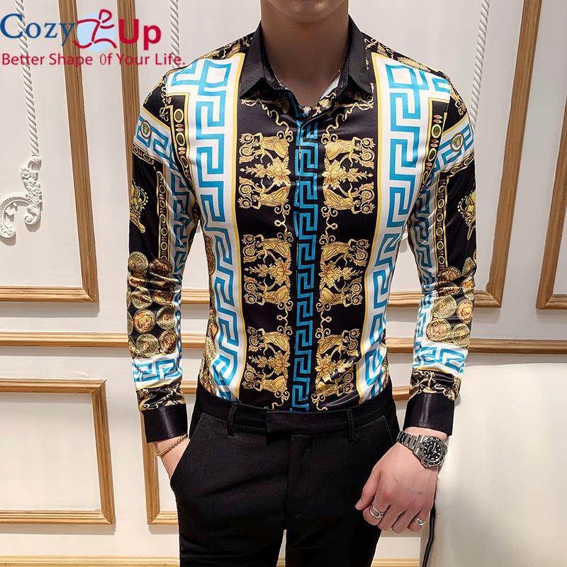 Cozy Up Men Party / Club Vintage Plus Size Cotton Slim Shirt - Striped Print Spread Collar White Long Sleeve /
