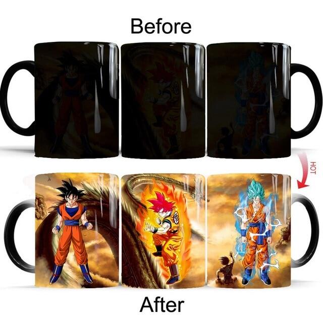 Dragon Ball Z Super Saiyan Black Red Blue Hair Goku Vegata Mug Color Changing Mugs Coffee Tea Cup