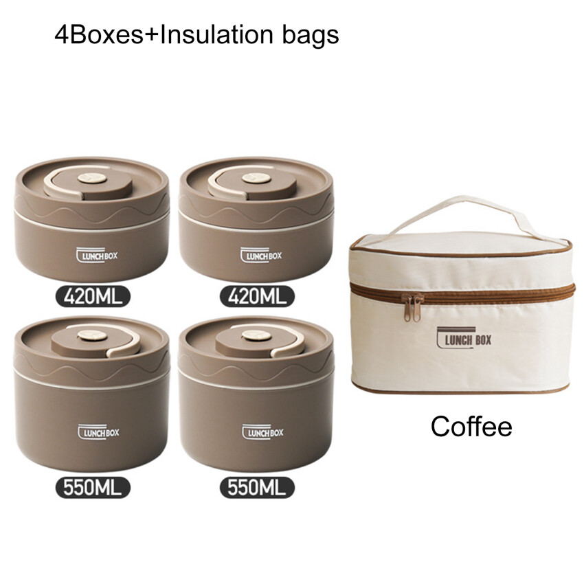 2/3/4 Layers Portable 304 Stainless Steel Insulated Lunch Box Leakproof Sealed Bucket Round Multi-layer Student Lunch Box