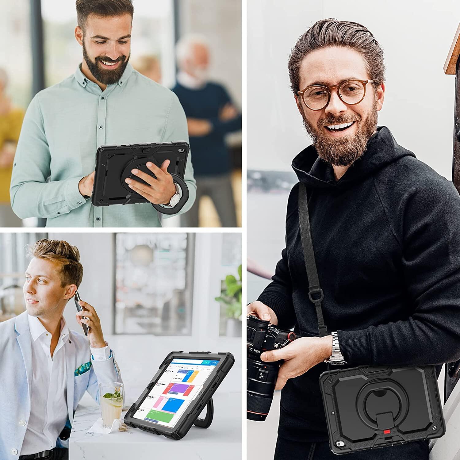 360 Rotating Multi-Functional Handle Ring Pencil Holder Shockproof Case for iPad 10th Gen 10.9 inch 2022, iPad 9th/8th/7th Gen 10.2 inch,iPad Air 5 Air 4,Pro 11 2021 2022,iPad 6th 5th Gen,Air 3,Air 2,Mini 6 5 4